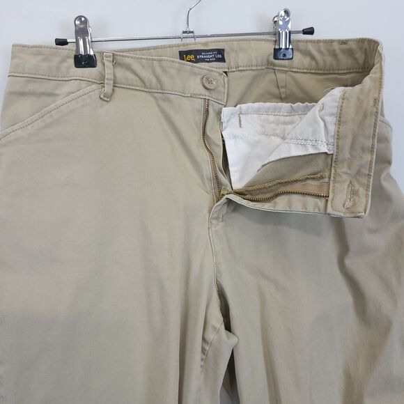 Lee Chino Pants Relax Fit Straight Leg Women 12 Mid Rise Beige Workwear Uniform - Picture 11 of 12